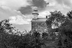 Great Captain Island Lighthouse on Hilltop in Connecticut
